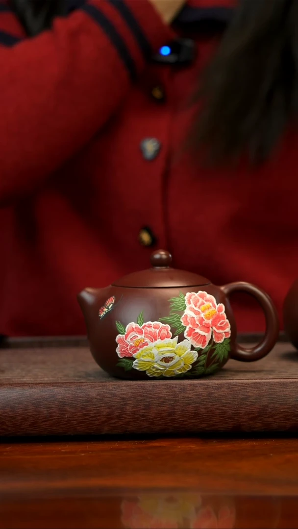 茶壶紫砂戚**糕宜兴紫砂牡丹西施