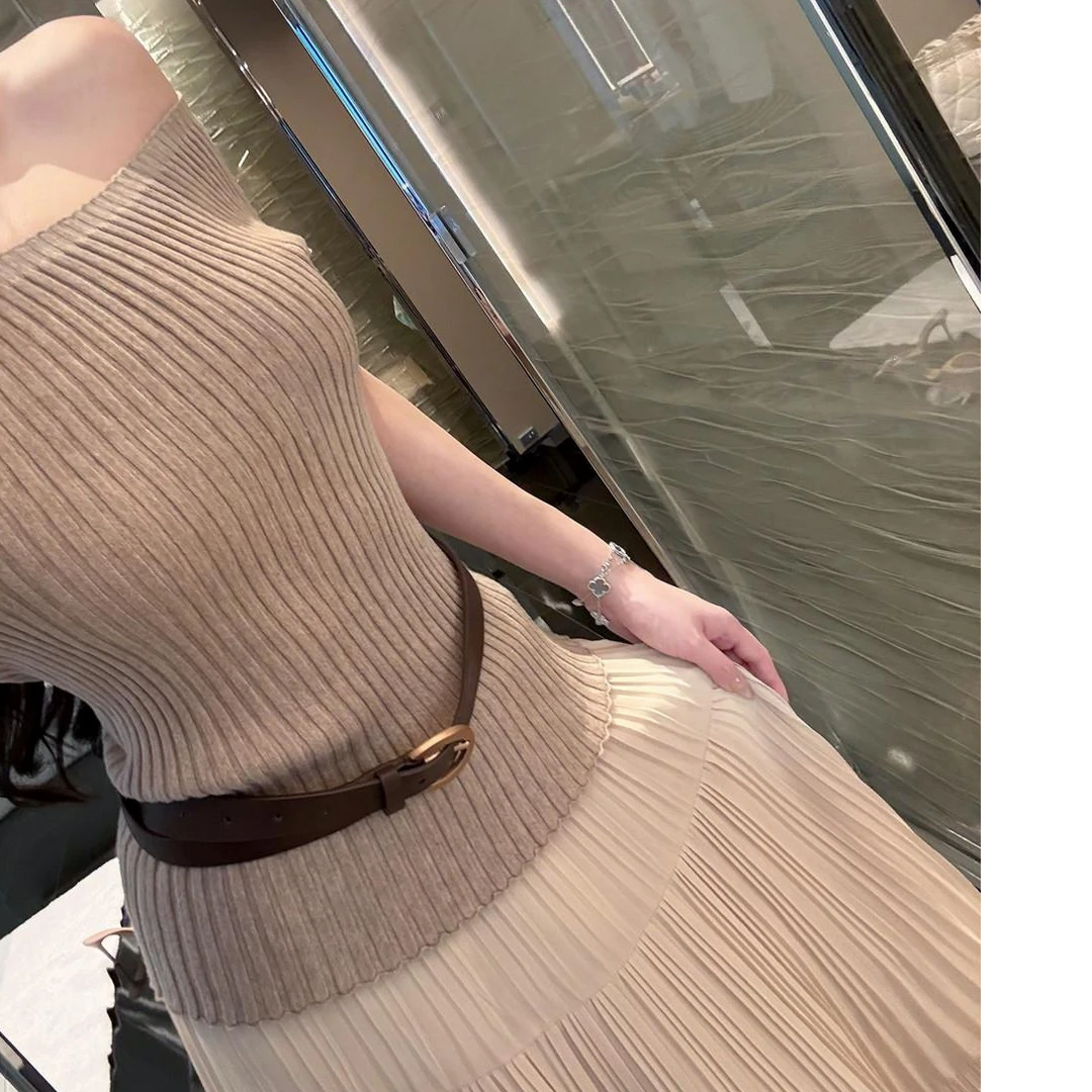 杜总家 简单就迷人*夏季针织纯欲性感一字肩韩系修身显瘦女上衣