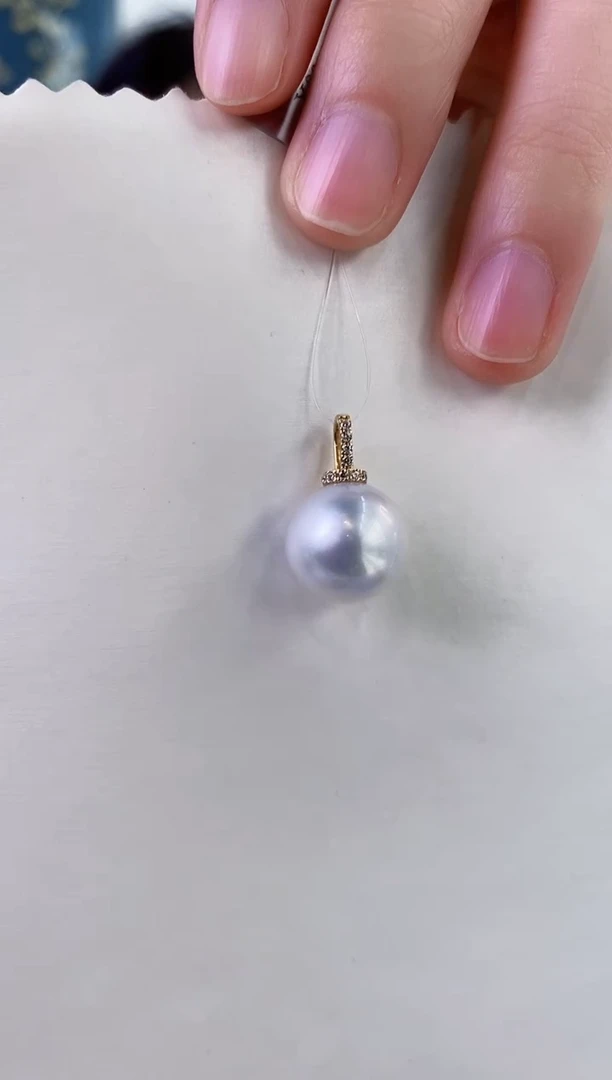 【闪购商品】海水珍珠吊坠(不含链)18K金镶嵌12-13澳白珍珠吊坠