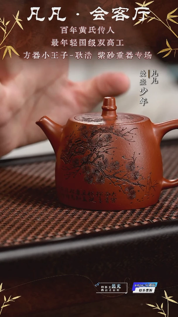 茶壶紫砂凡凡会客厅 紫砂壶17 汉铎朱泥210cc