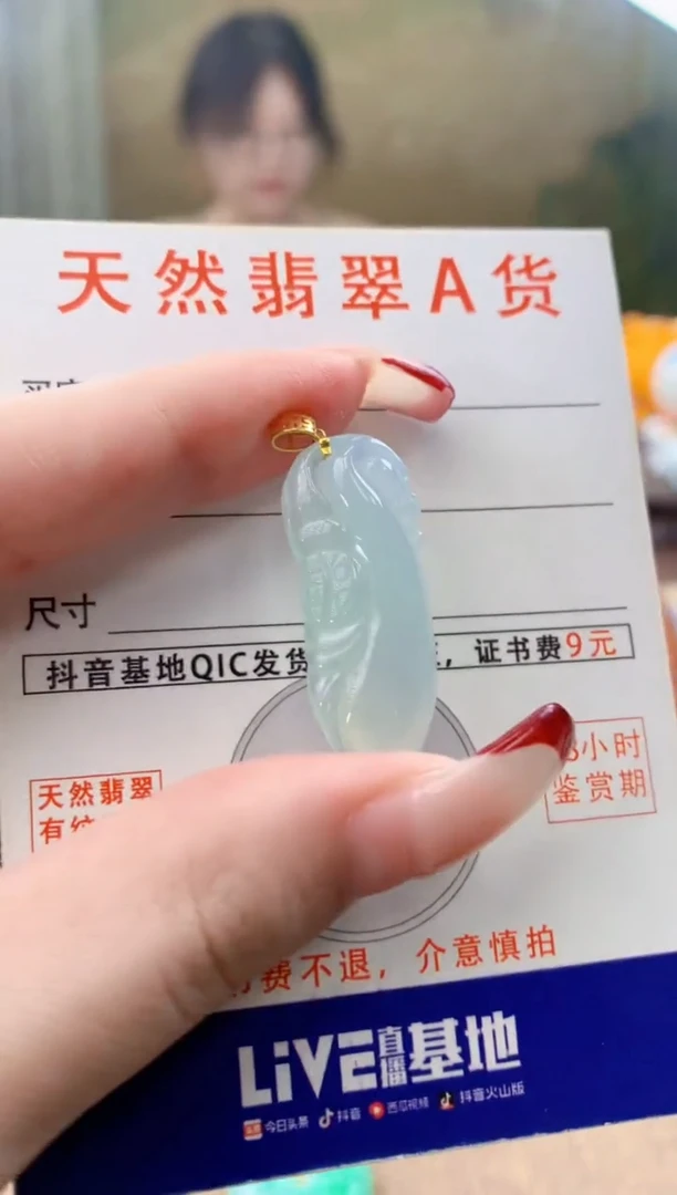 颈饰18K金镶嵌翡翠 天然A货翡翠挂件