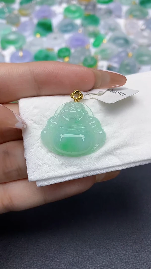 颈饰18K金镶嵌翡翠a货假一赔三支持复检百元上9元证书费自理