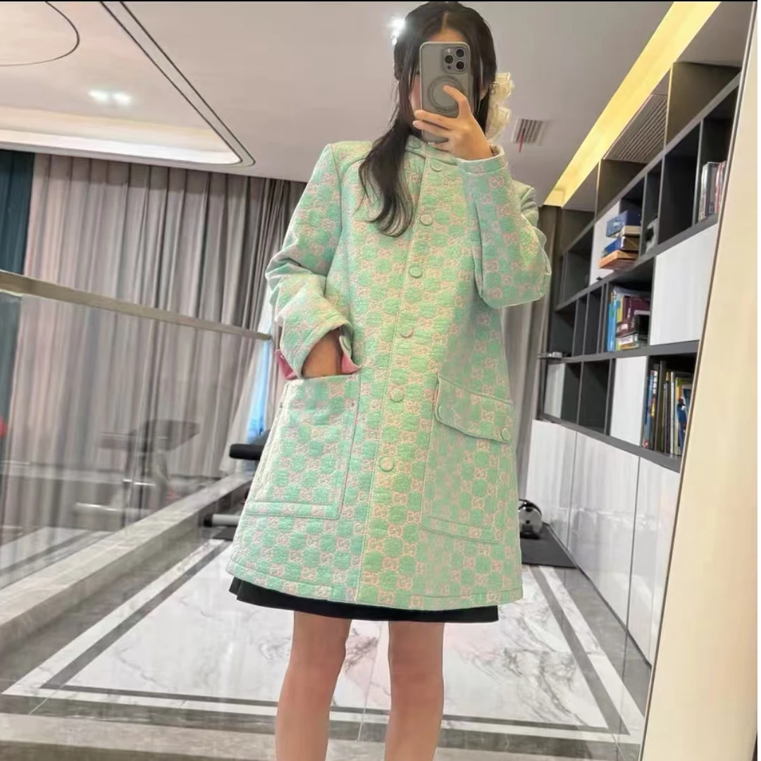 未使用 GUCCI/古驰 老花满印大衣 绿色/36