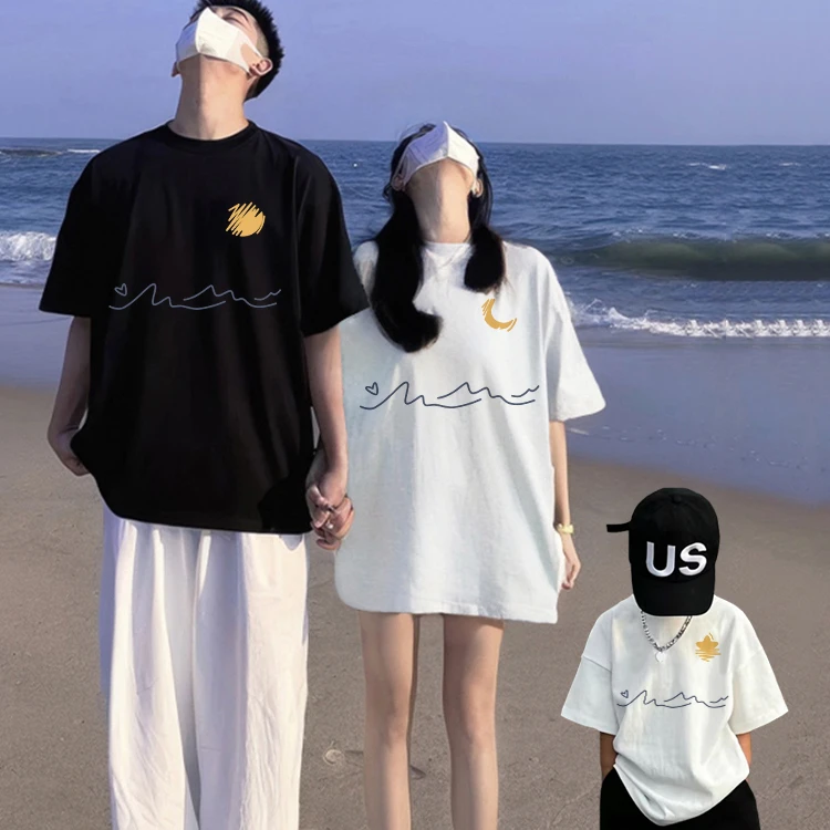 夏季网红一家三四口亲子装旅游拍照洋气纯棉短袖儿童T恤母女套装