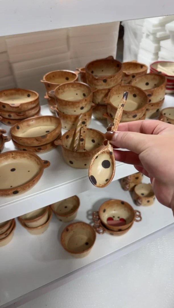 【闪购商品】点点勺子手捏高温瓷器