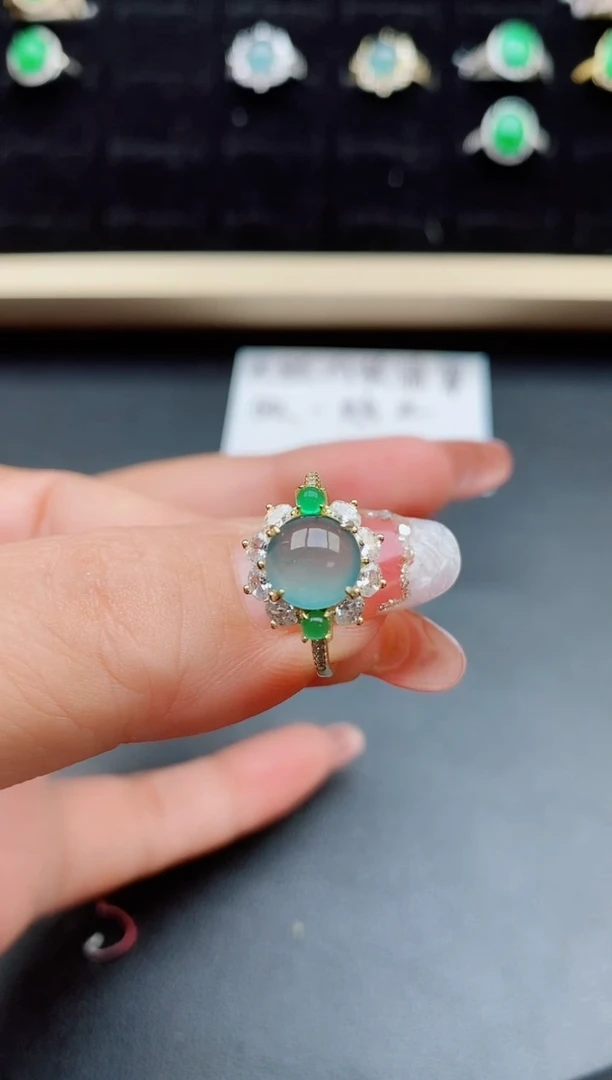 【闪购商品】翡翠戒指银S925镶嵌508080