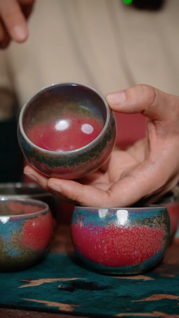 107-5圆满禅定杯-王建勋炉钧釉（窑变随机）