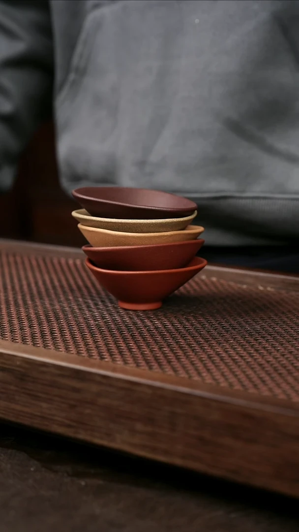 茶壶紫砂五色杯套组