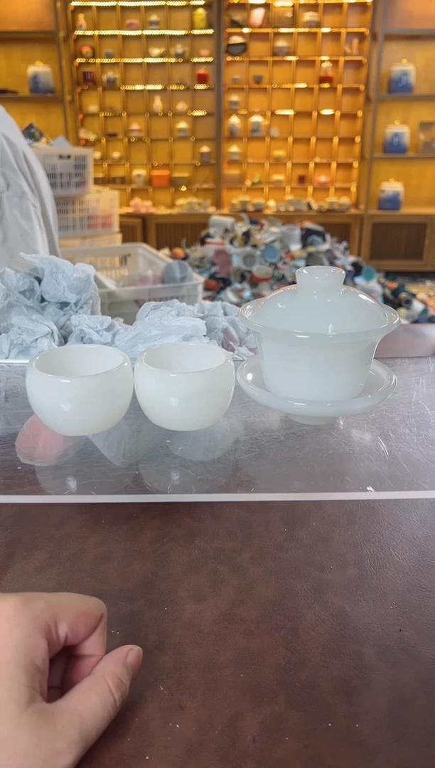 瓷片鸣盏居11111111琉璃盖碗+2杯+茶盘