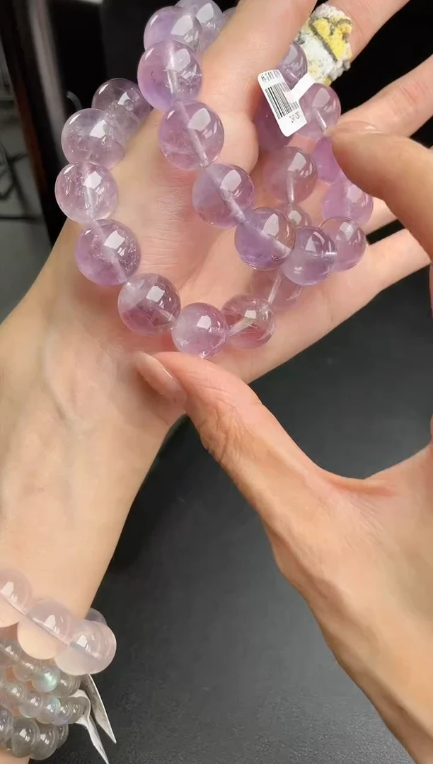 【闪购商品】水晶手链未镶嵌冰透薰衣草紫水晶14mm
