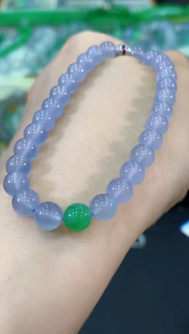 未镶嵌手串翡翠百*C335 紫货有色差