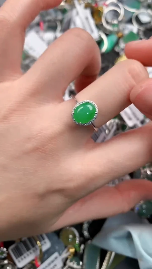 银S925镶嵌戒指翡翠1111---10