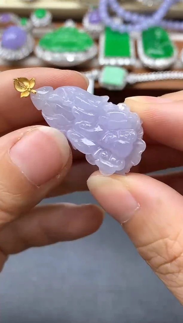 颈饰18K金镶嵌翡翠403-中国好珍宝