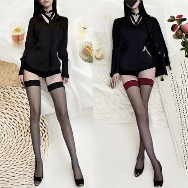 夏季薄款网红氛围感jk红边丝袜2024超薄高筒过膝长袜肉色百搭女袜