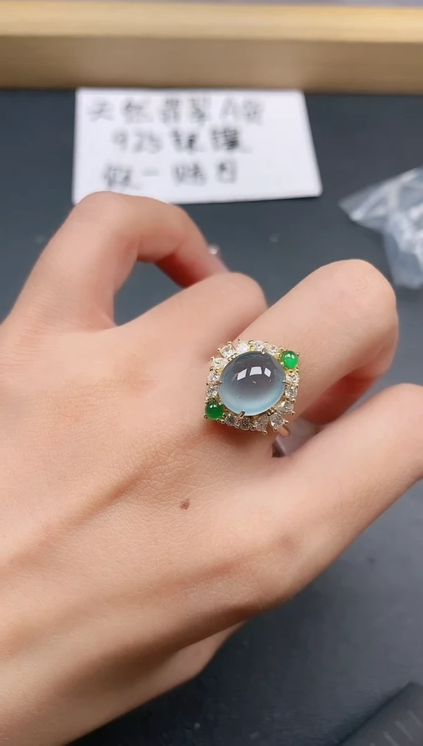 银S925镶嵌戒指翡翠1111111