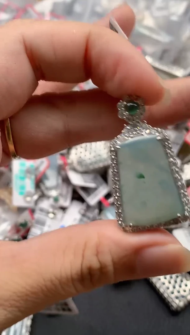 银S925镶嵌戒指翡翠天然A货缅甸翡翠