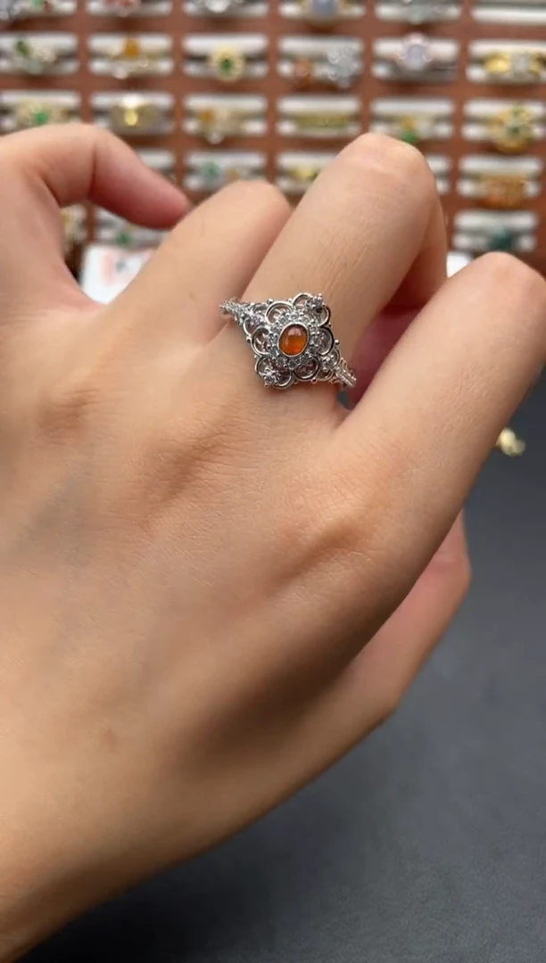 翡翠戒指银S925镶嵌一物一证一礼盒