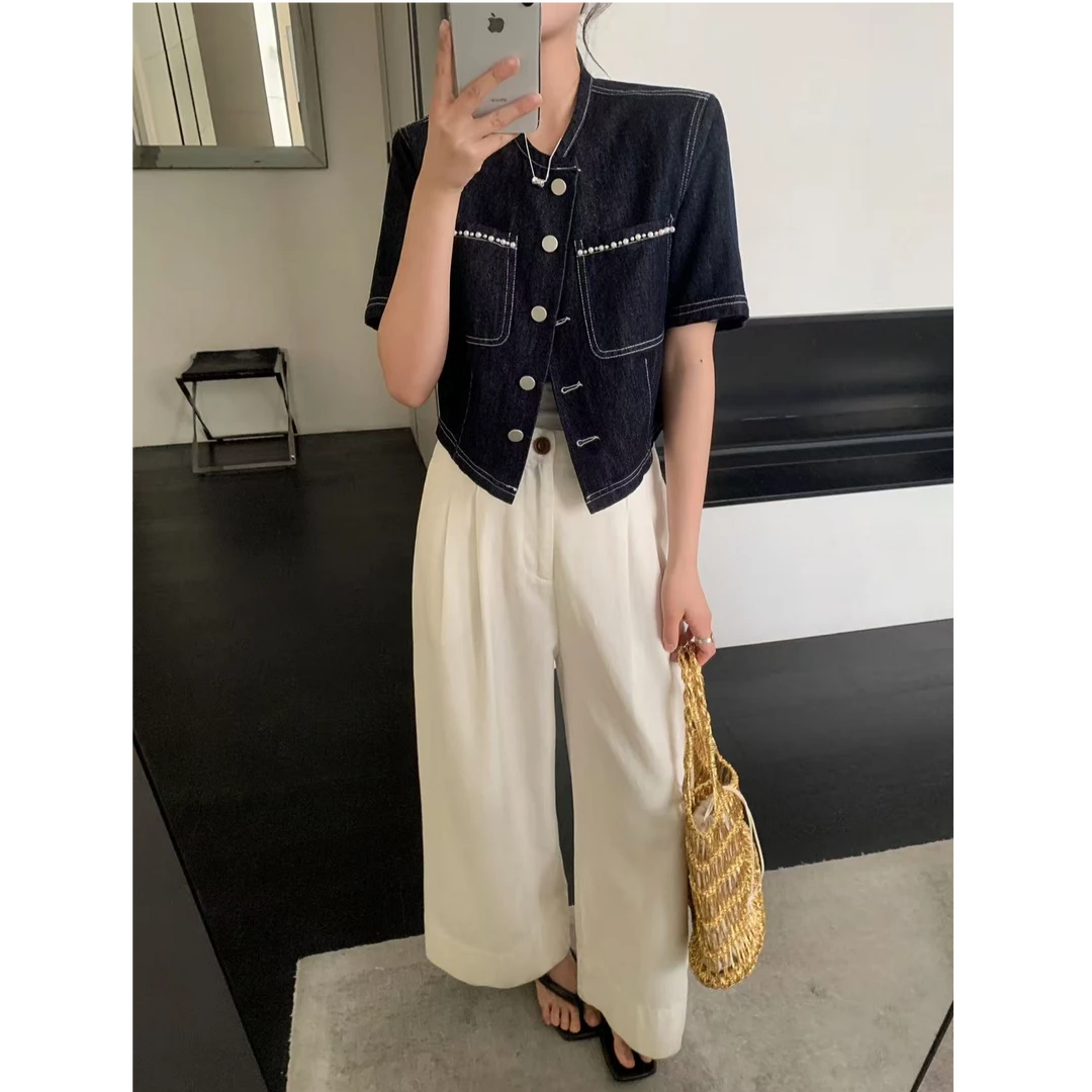 【罗马假日】夏季轻薄牛仔马甲设计师款水洗棉牛仔透气韩系百搭马甲