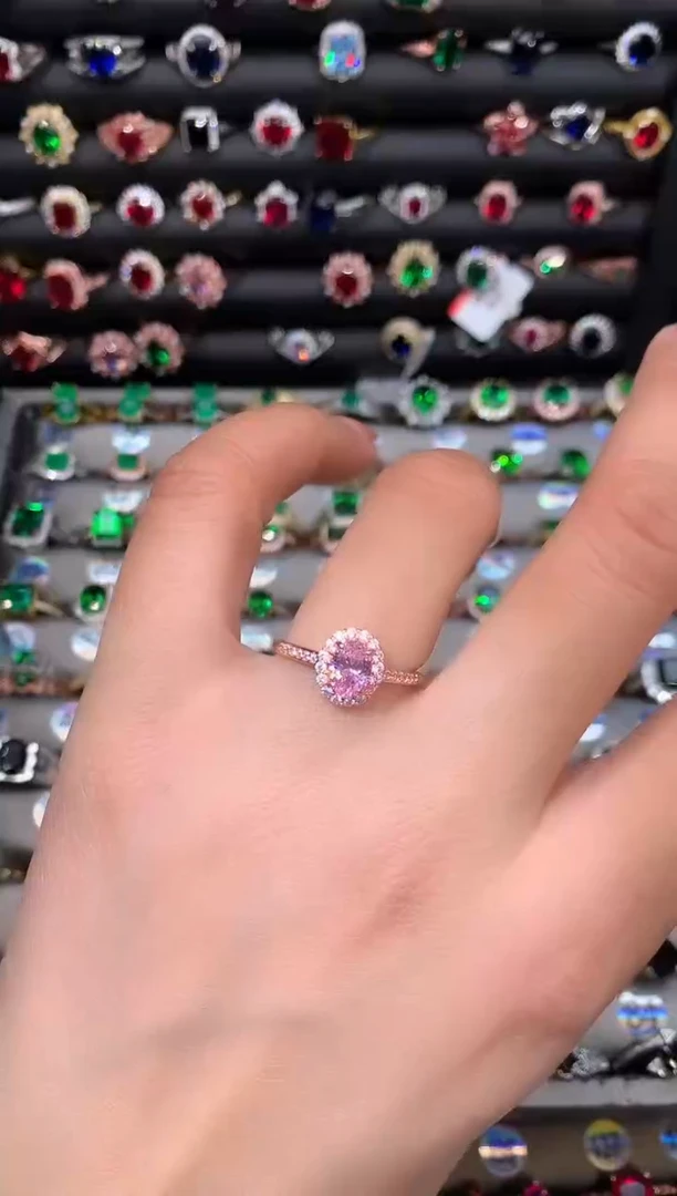 【闪购商品】蓝宝石戒指银S925镶嵌57玫瑰金