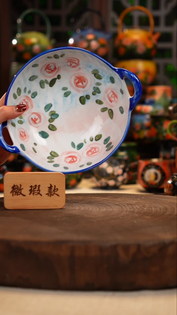 紫砂油画釉下彩手绘