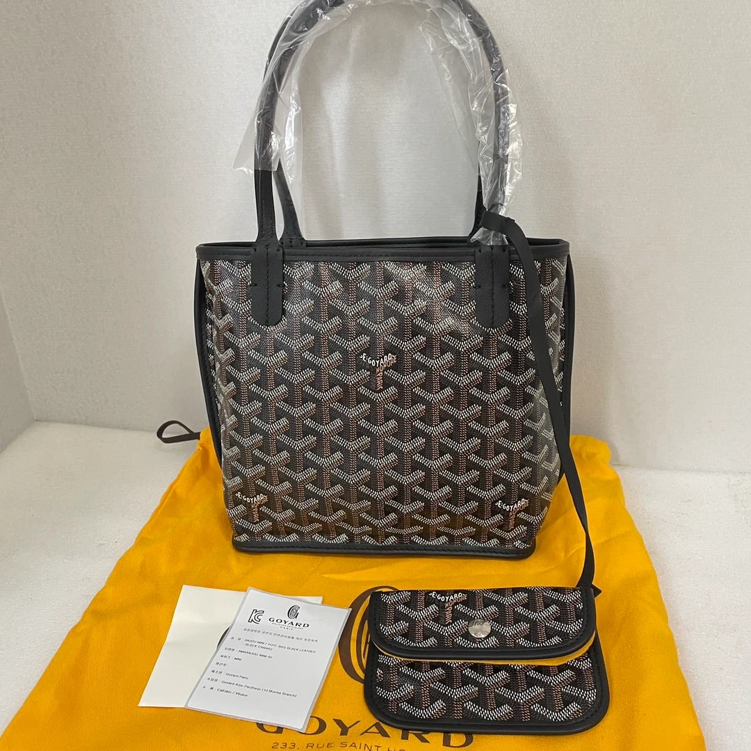 未使用 Goyard 迷你托特购物袋 tote 黑色 棕色 灰色