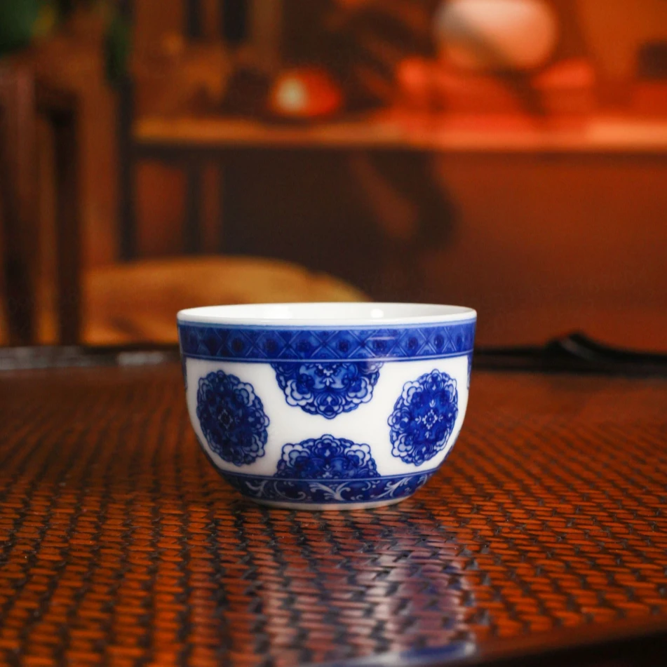 【小乔赏瓷】九段烧/妙手青花宝相花小鸡缸杯jd653