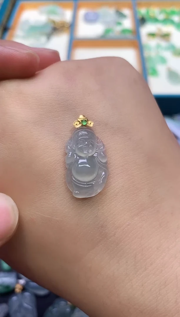 翡翠18K金镶嵌颈饰250609071