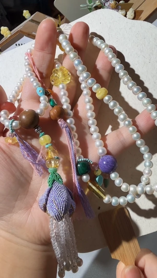 琥珀项链未镶嵌琥珀珍珠项链