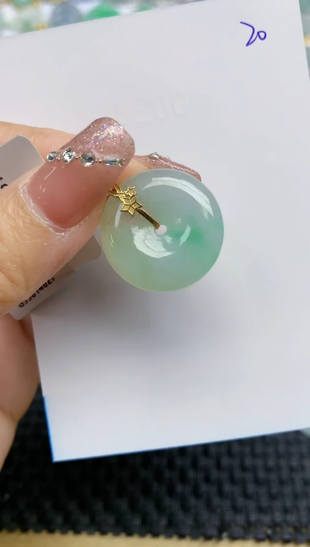 【闪购商品】翡翠颈饰18K金镶嵌天然A货翡翠 20