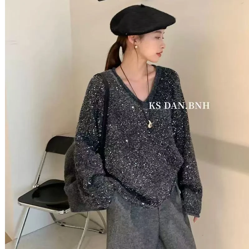 时尚欧货亮片打底毛衣