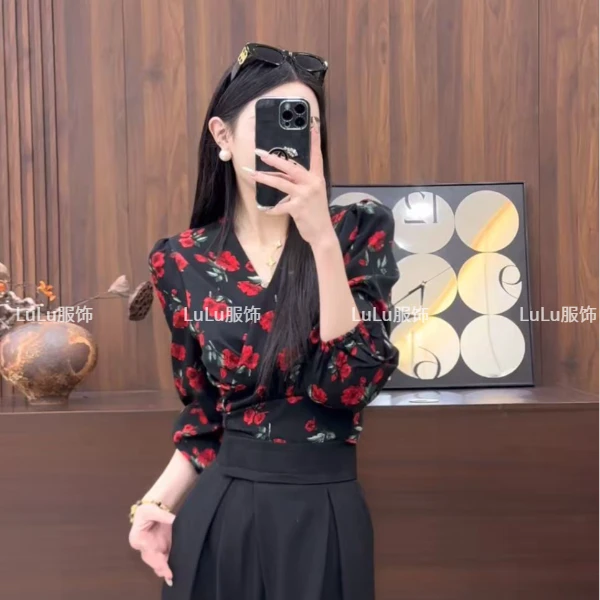 璐璐定制--碎花长袖防晒衬衫春季2025新款设计感小众气质显瘦港风