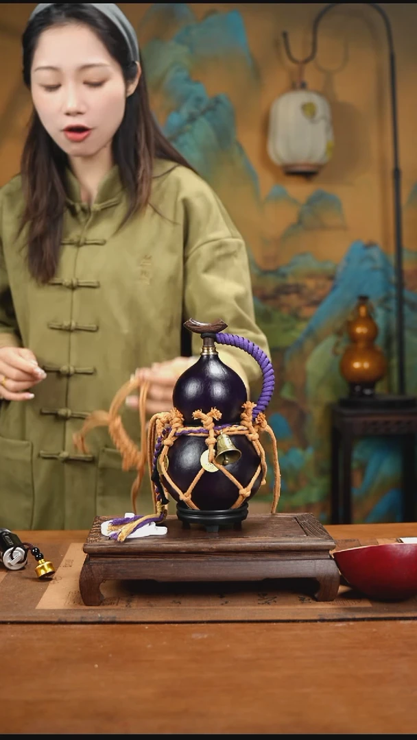 YM053复古网兜款天然酒葫芦（一物一拍）