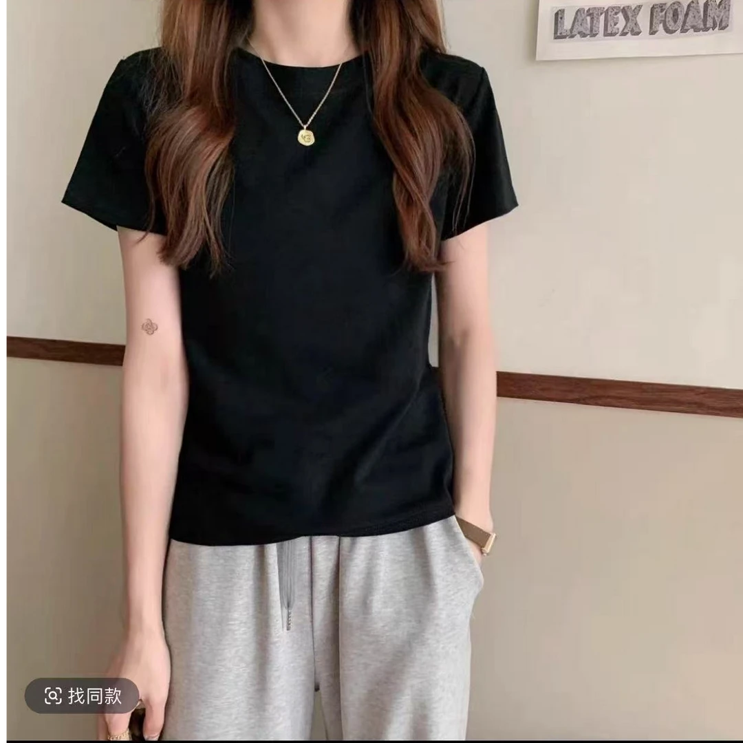 宽松T恤女夏季短袖慵懒风新款大码显瘦休闲上衣600#