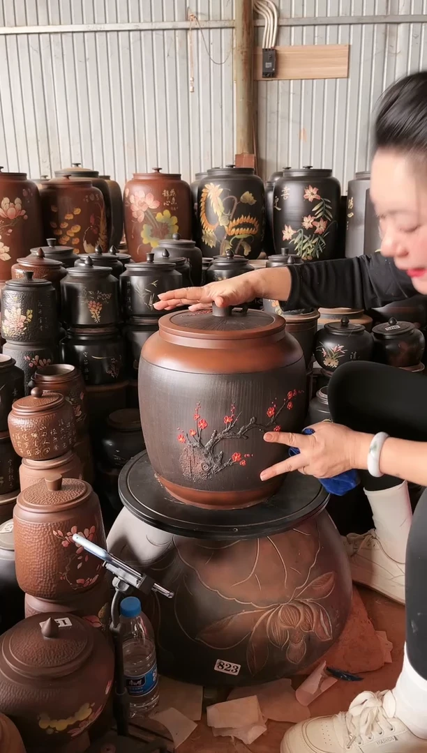 【闪购商品】壶完品 小茶缸 红梅 高34cm