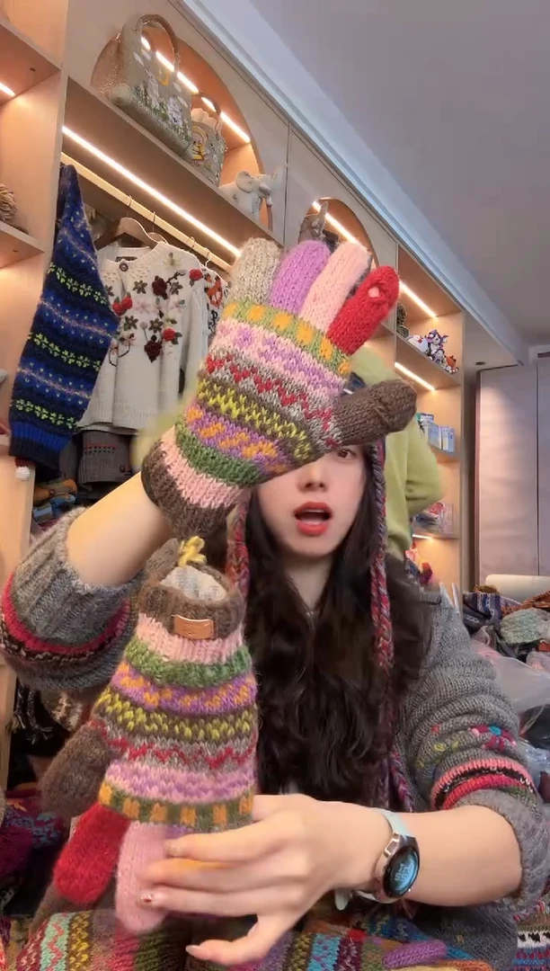 羊毛威**麻百羊毛五指手套K033