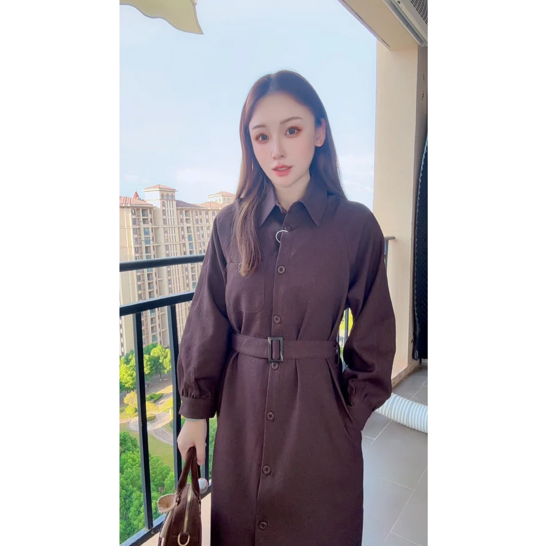 时尚连衣裙女2025秋季新款洋气收腰显瘦气质休闲中长裙子Q548281