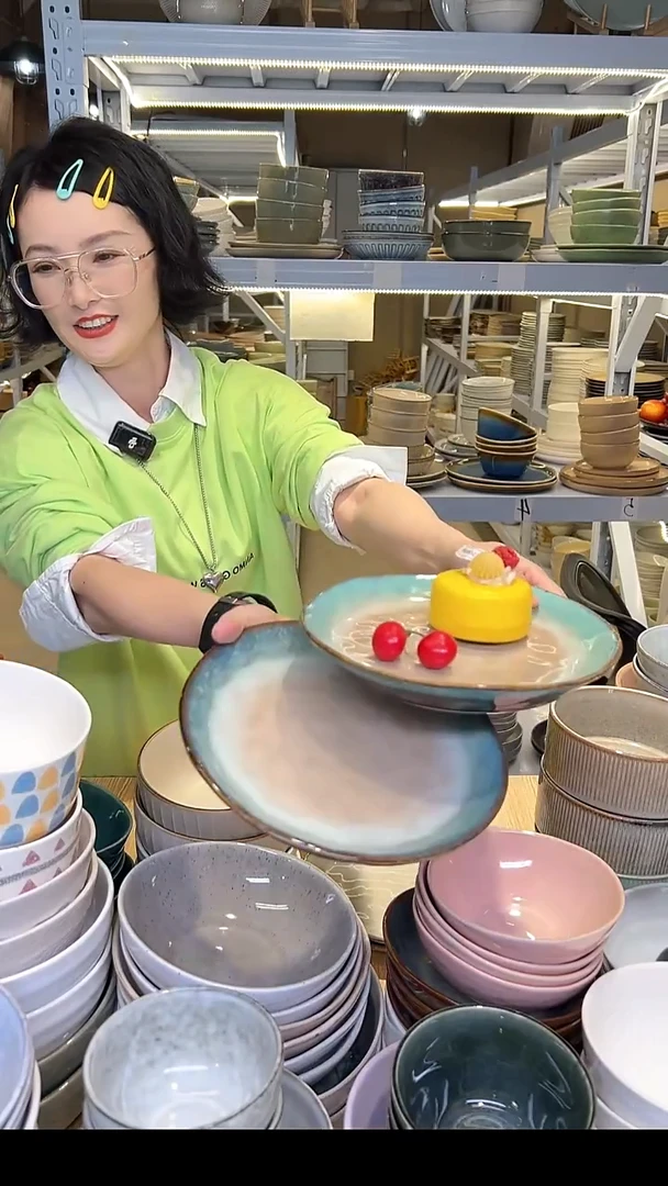 瓷12 外贸尾货高温釉下彩陶瓷餐具默认微瑕