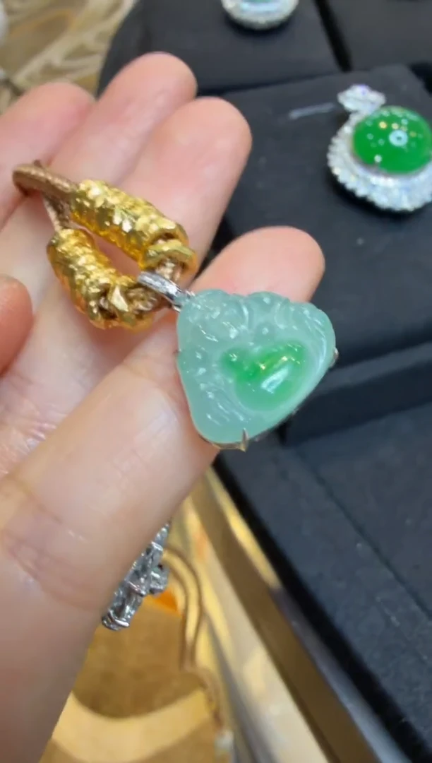 套链足金镶嵌翡翠多样性团购发一件