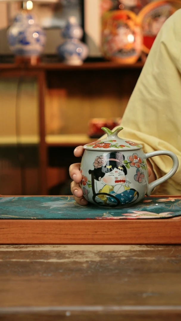 杯景德镇纯手工釉下彩精品茶具水杯