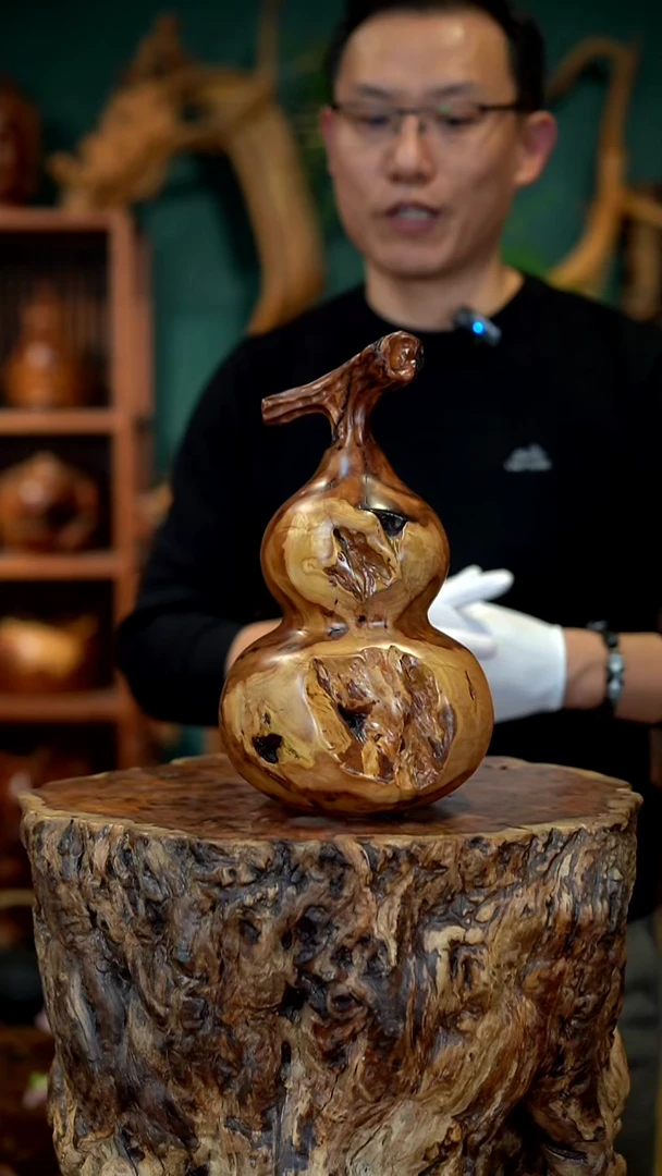 木雷击枣木葫芦摆件