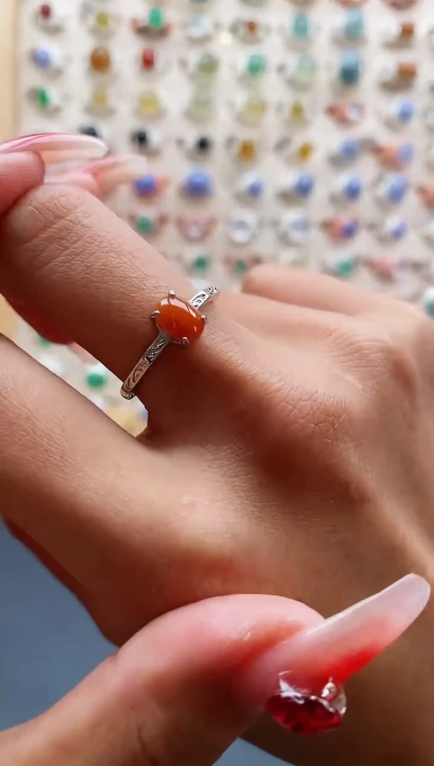 【闪购商品】翡翠戒指银S925镶嵌缅甸天然A货翡翠333 2+3