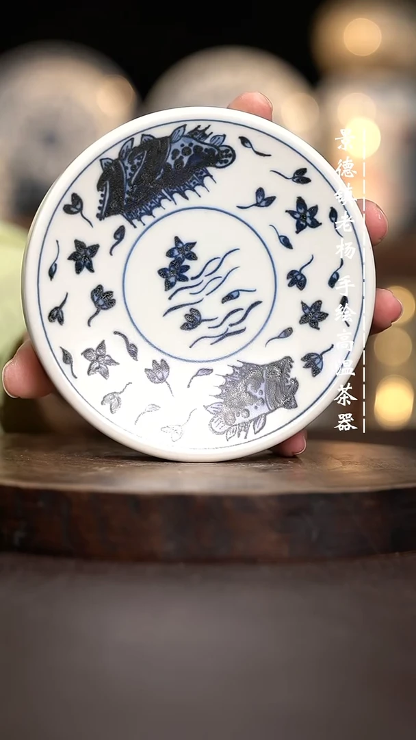 现代瓷全手绘茶具盖置