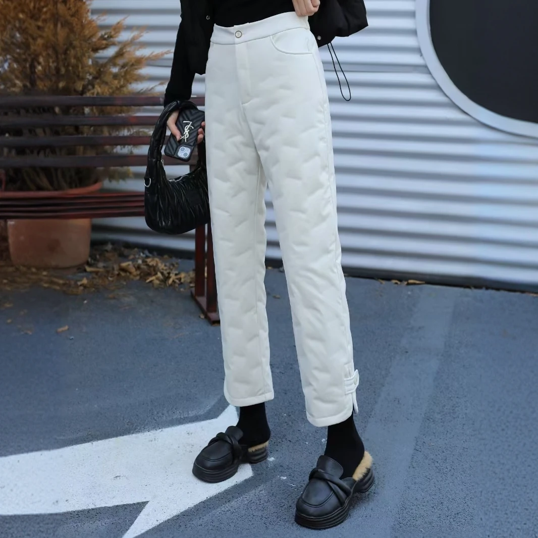 90白鸭绒羽绒裤女款外穿防风加厚保暖长裤百搭休闲棉裤女减龄显瘦
