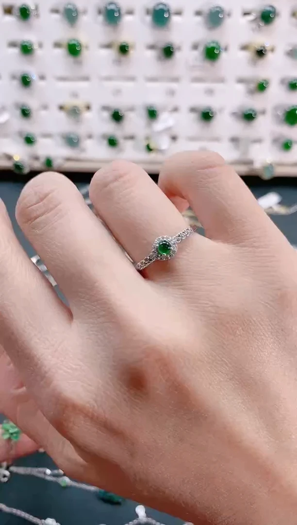 【闪购商品】翡翠戒指银S925镶嵌天然翡翠