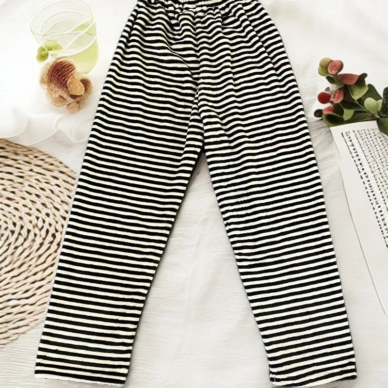 加绒条纹裤男女可穿，居家外出都可睡裤