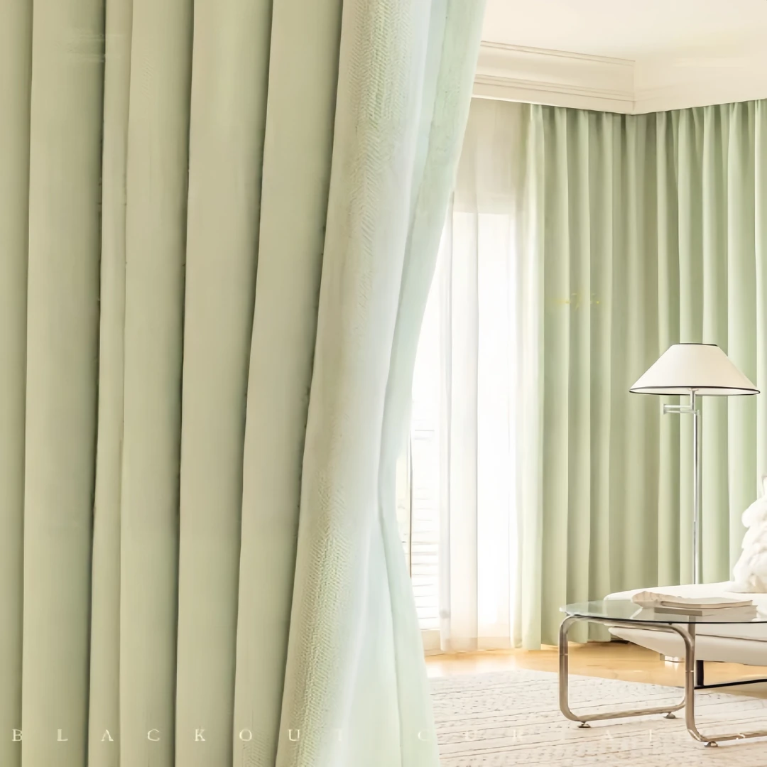 【奶绿色】遮光大师成品窗帘雪尼尔卧室批发