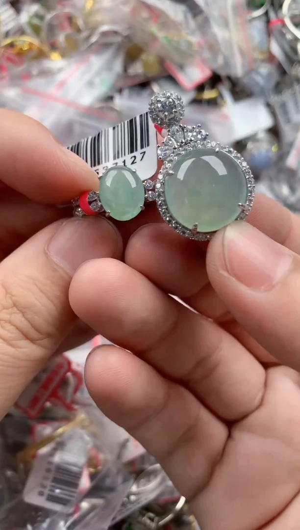 银S925镶嵌戒指翡翠11  11    7