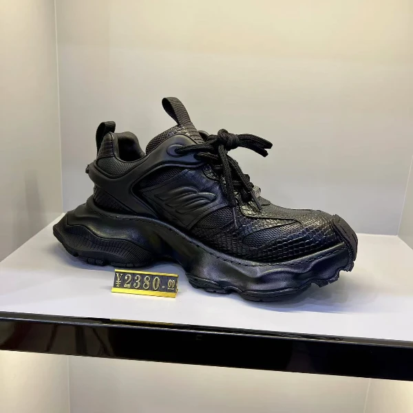 高端风格定制款老爹鞋男厚底增高潮鞋5cm真皮个性宽版飞尾潮鞋