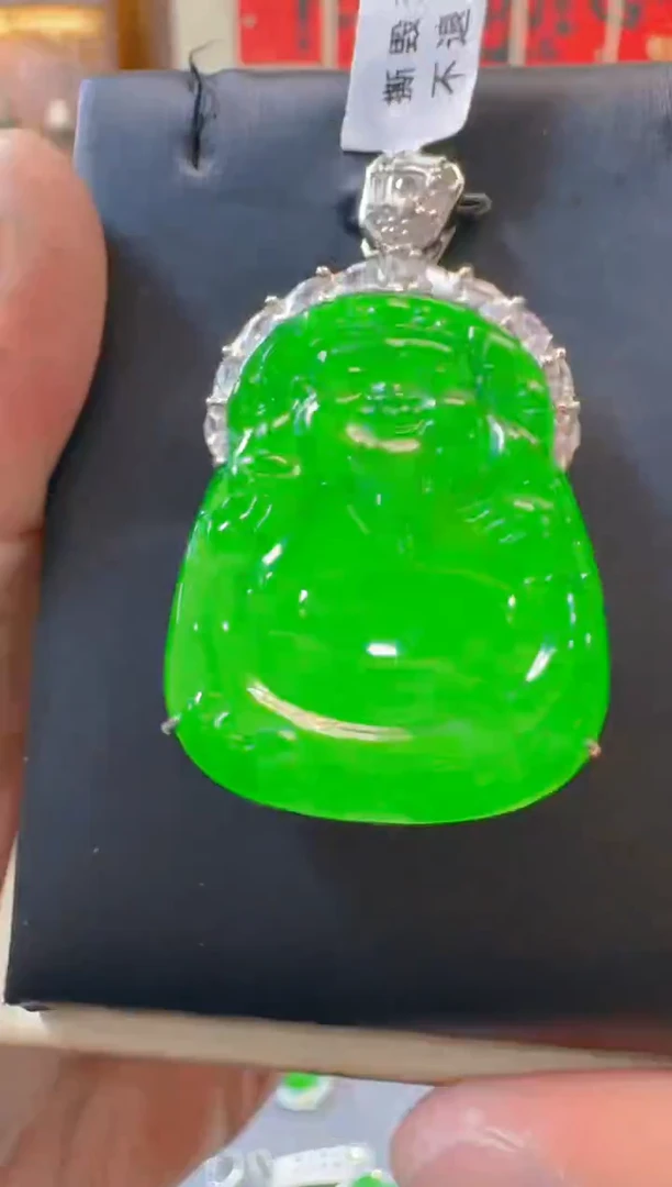 吊坠(赠链)银S925镶嵌翡翠天然A货翡翠