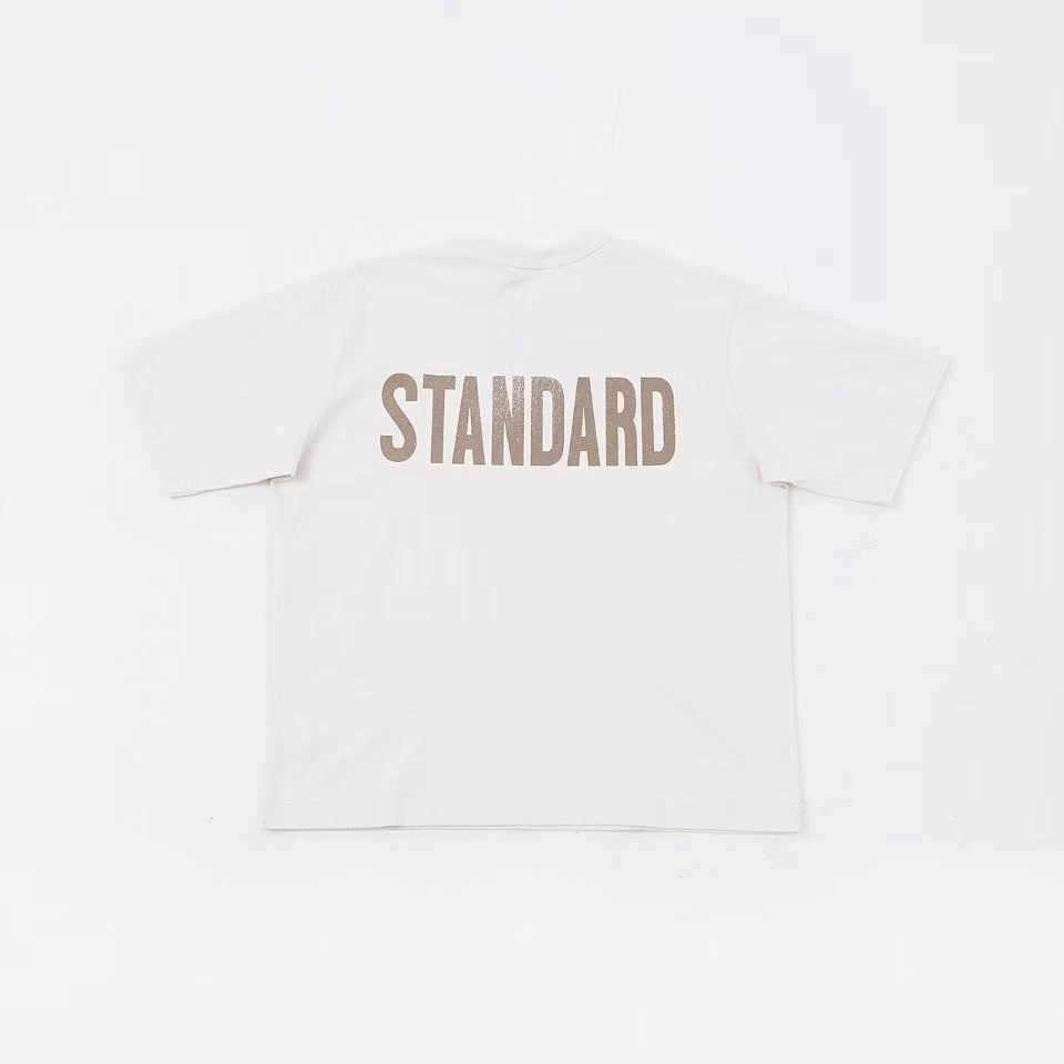 LAOXIAO-25SS复古水洗背后印花短袖T恤